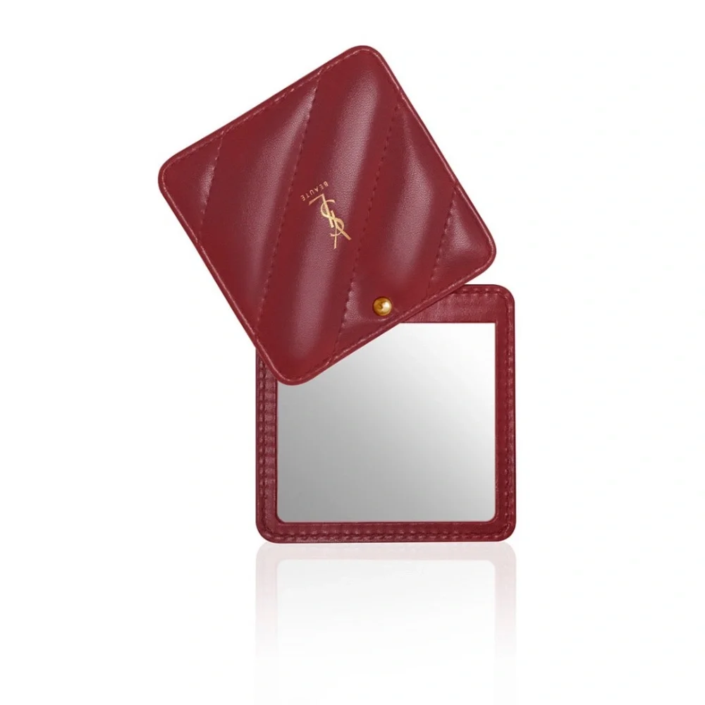 Yves Saint Laurent Rouge Red Quilted Compact Makeup Mirror with Gold Logo